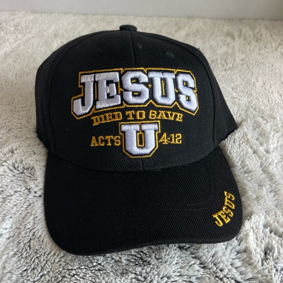 Other - Black 'Jesus U' Embroidered Baseball Cap